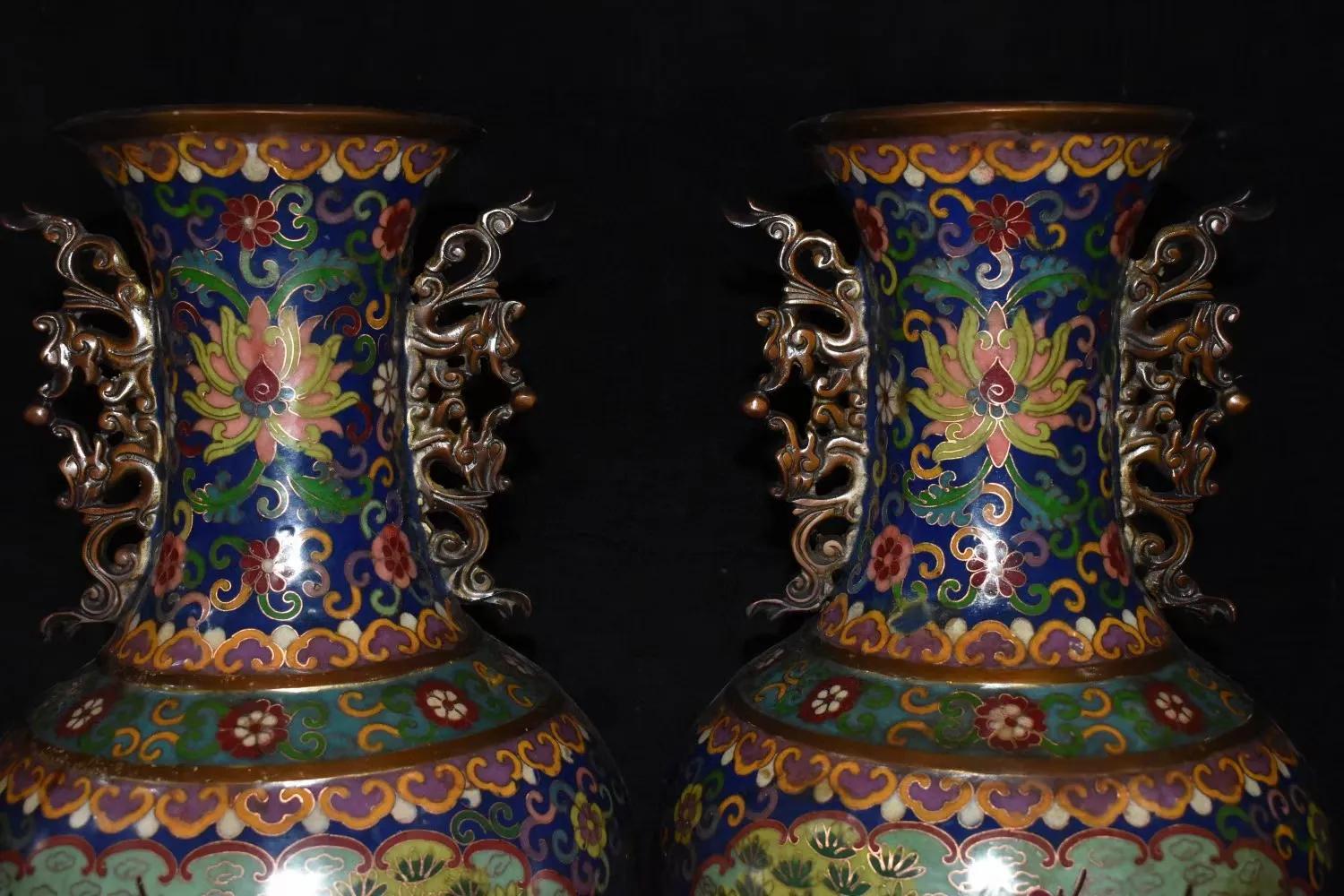 民国景泰蓝花瓶底部特征图片,80年代景泰蓝珐琅花瓶一对价格