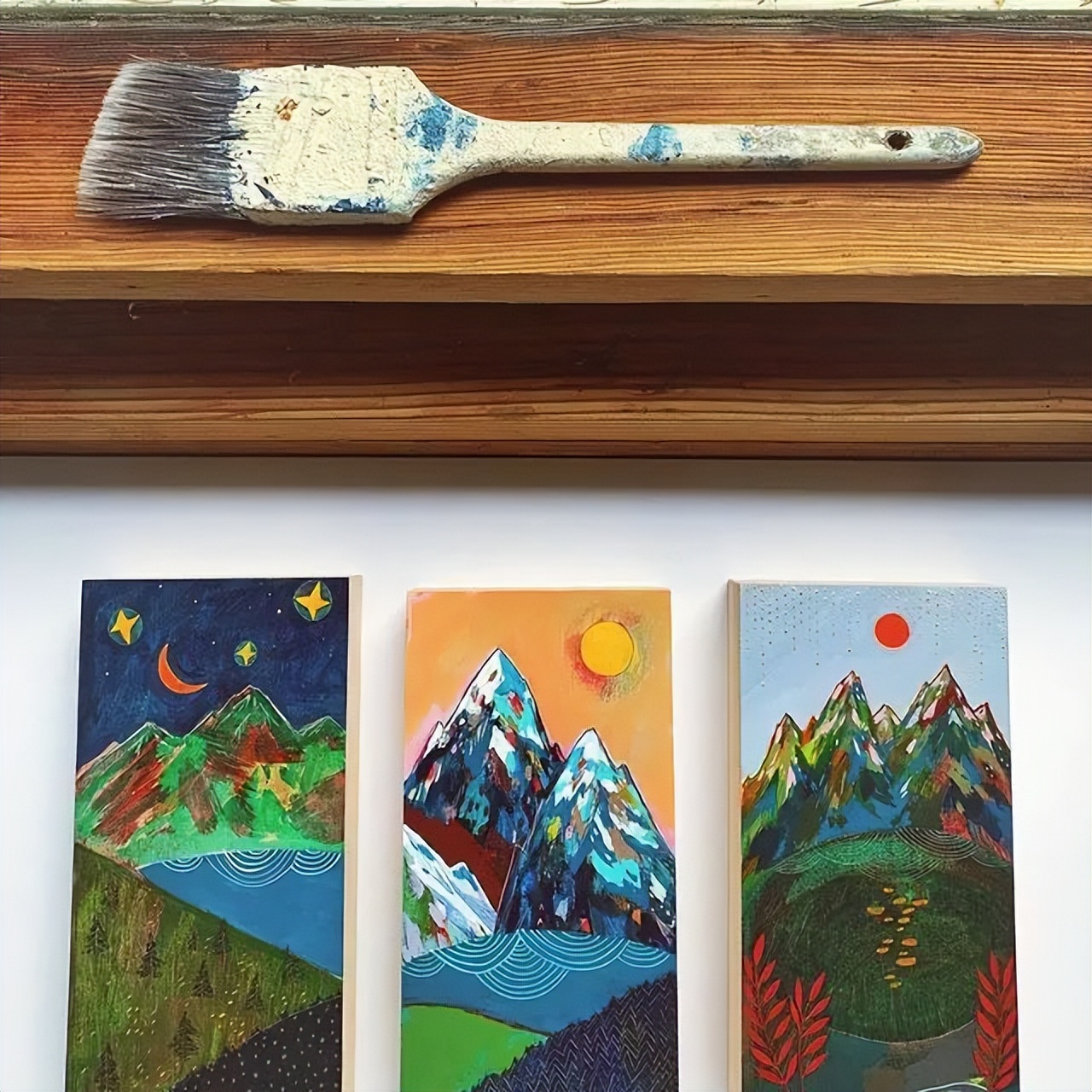 绘画风景中的山水,石头上画风景画简单