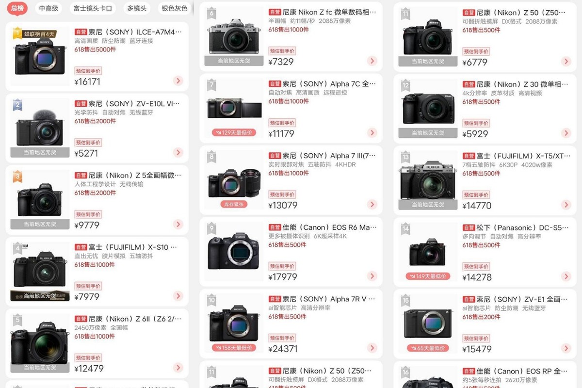 京东618微单相机排行榜,京东最值得买的微单