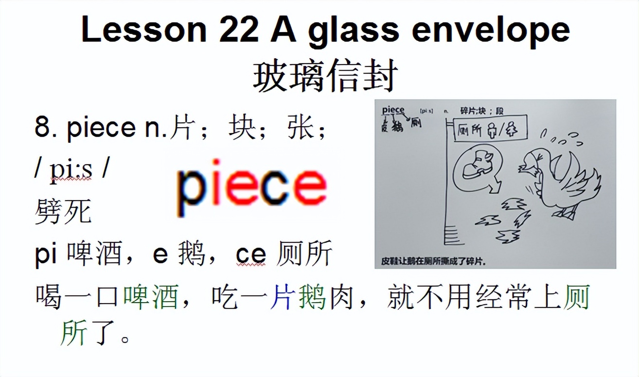 新概念二音标，Lesson22Aglassenvelope玻璃信封