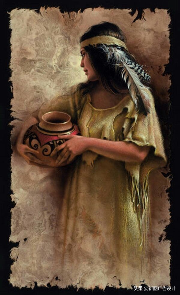 印第安人油画高清,印第安人油画艺术