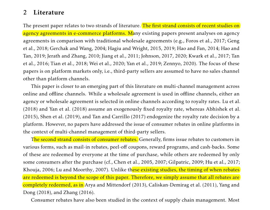 精读期刊论文《RebatesfromE-CommercePlatforms》引言及文献综述