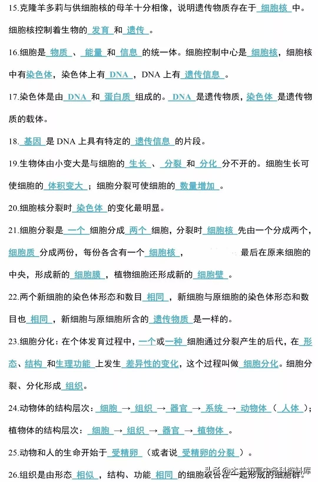 生物会考总复习知识要点,生物会考必背知识考点完整版