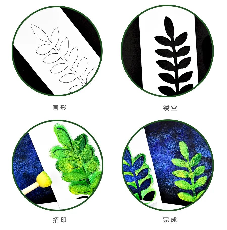 儿童画教程｜学习奇妙的漏印版画——生机盎然的春