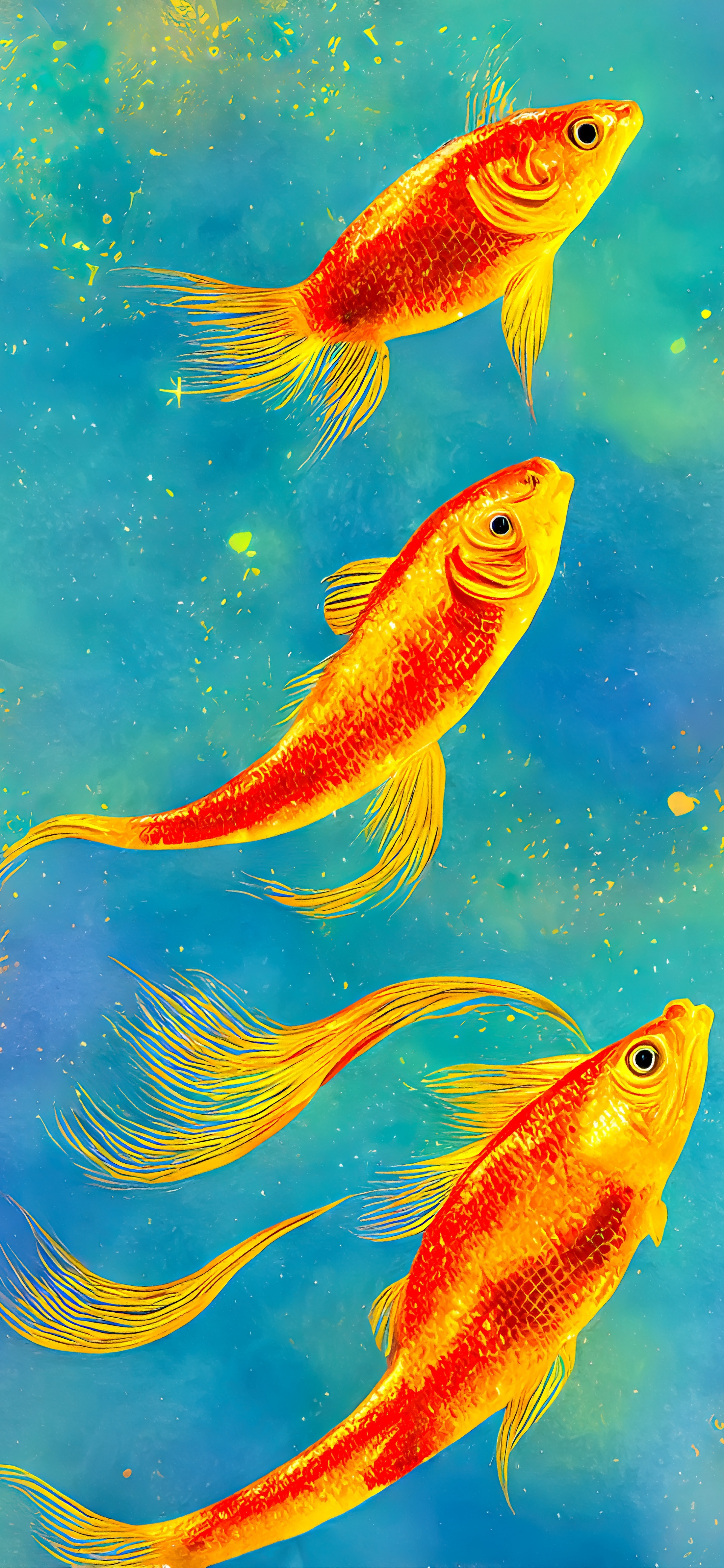 原图壁纸：鱼儿在海里游来游去，自由自在