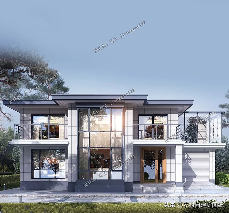 简约现代风农村二层别墅,经济实用二层农村现代风小别墅