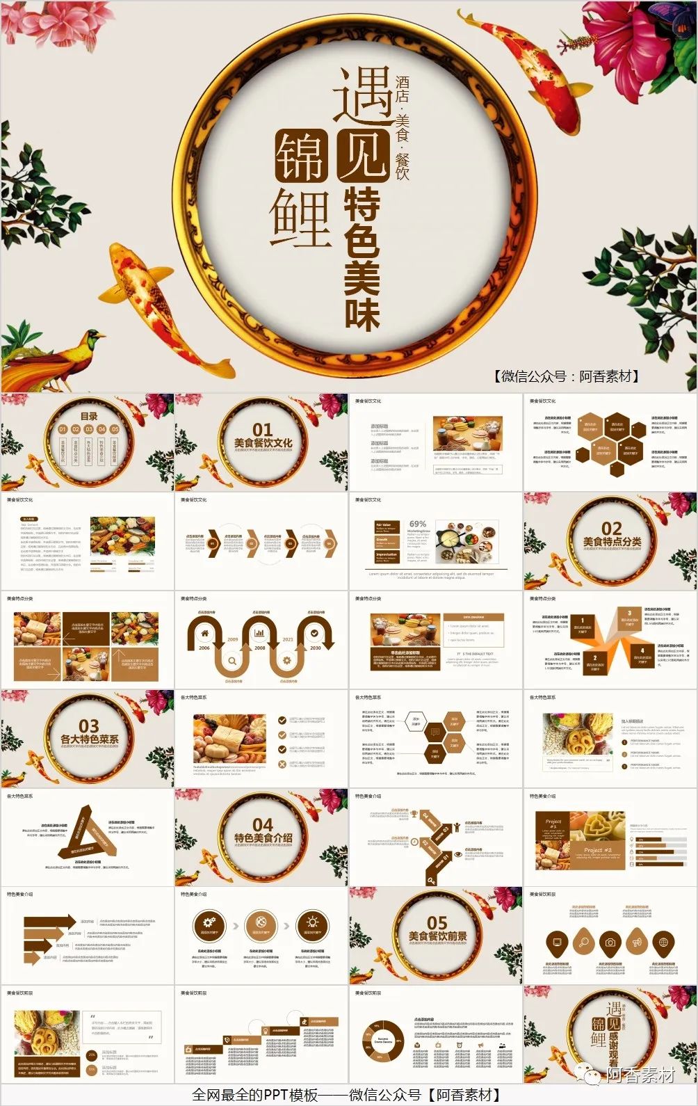 【1029期】52套锦鲤主题PPT模板