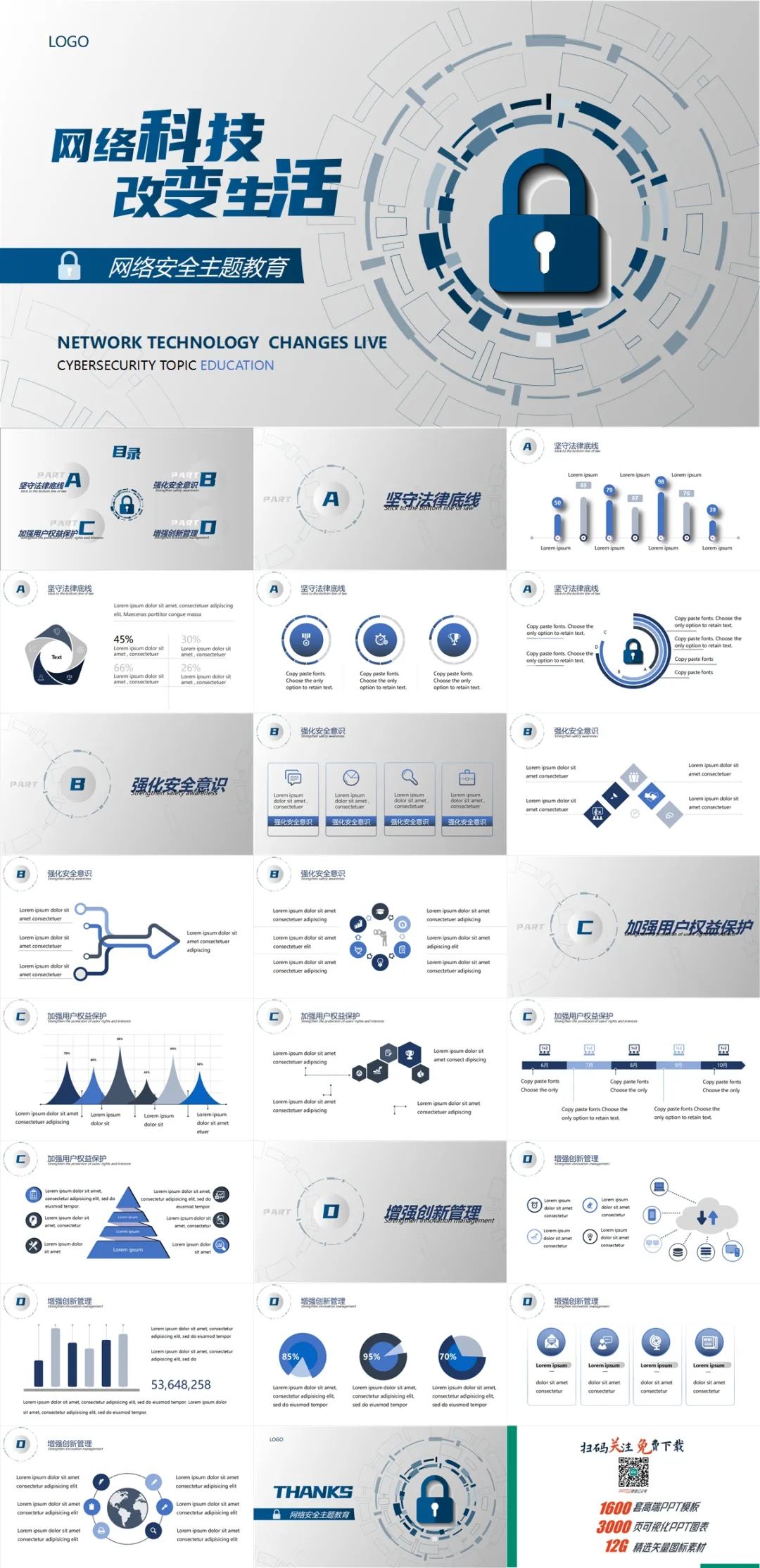 网络安全宣传周活动方案ppt模板,关于网络安全的ppt图片素材
