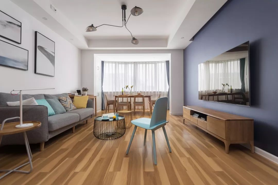 127平全屋木地板现代简约效果图,小复式木地板