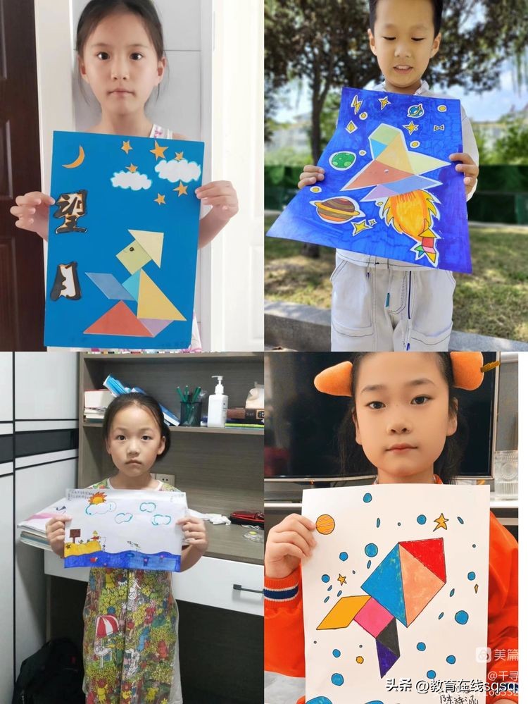 七巧板拼图美丽校园,七巧板拼贴画一年级