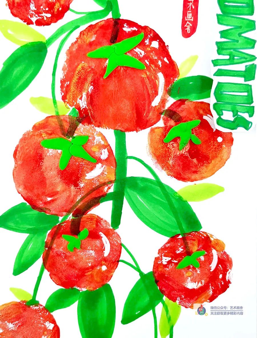 儿童拓印画简单又漂亮创意画,拓印石榴画法儿童画