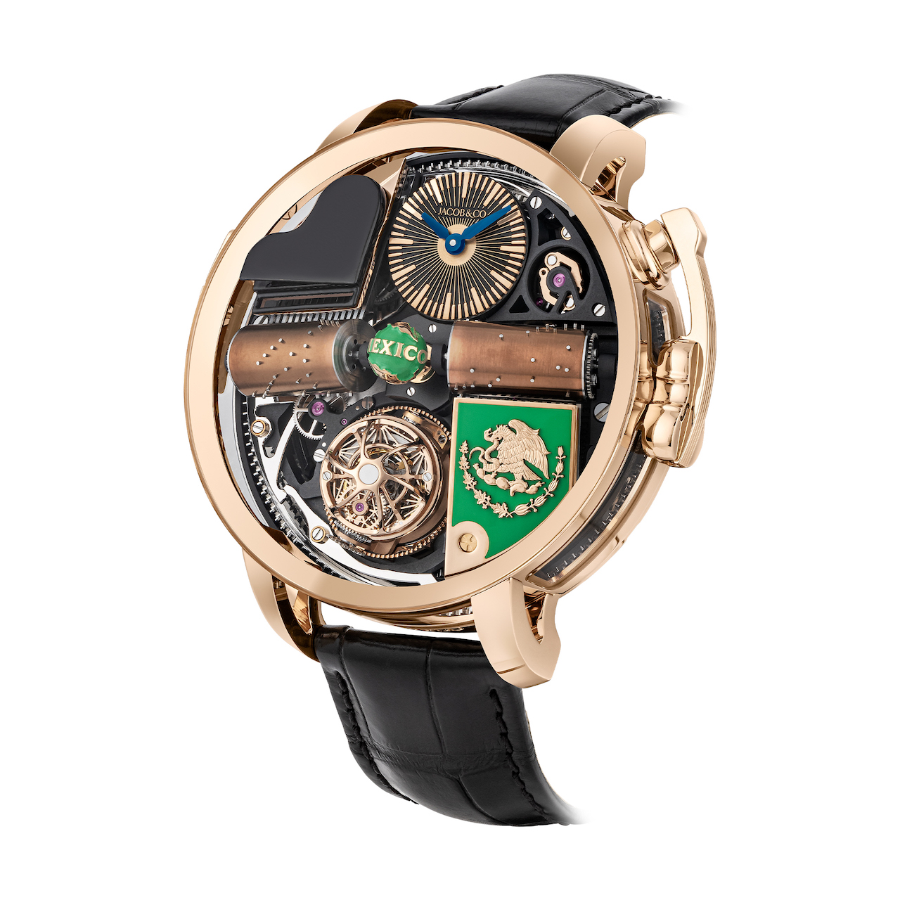 *放播**120个音符JacobCo杰克宝三轴陀飞轮八音盒腕表