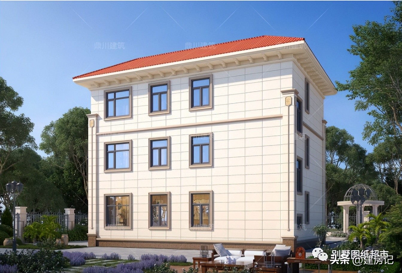 新中式风三层超大露台的别墅外观,推荐一款经济又实用通透三层别墅