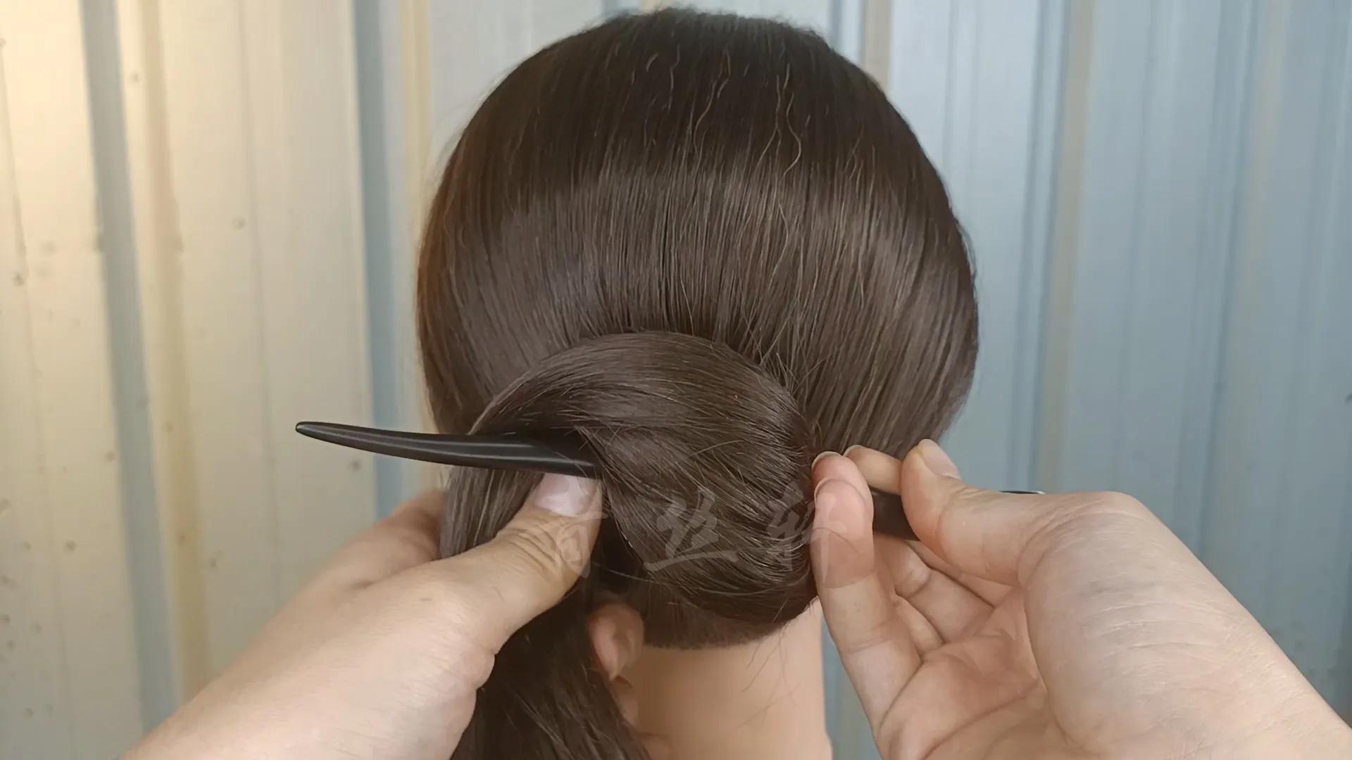 发簪挽发教程最基础,发量少发簪简单好看教程