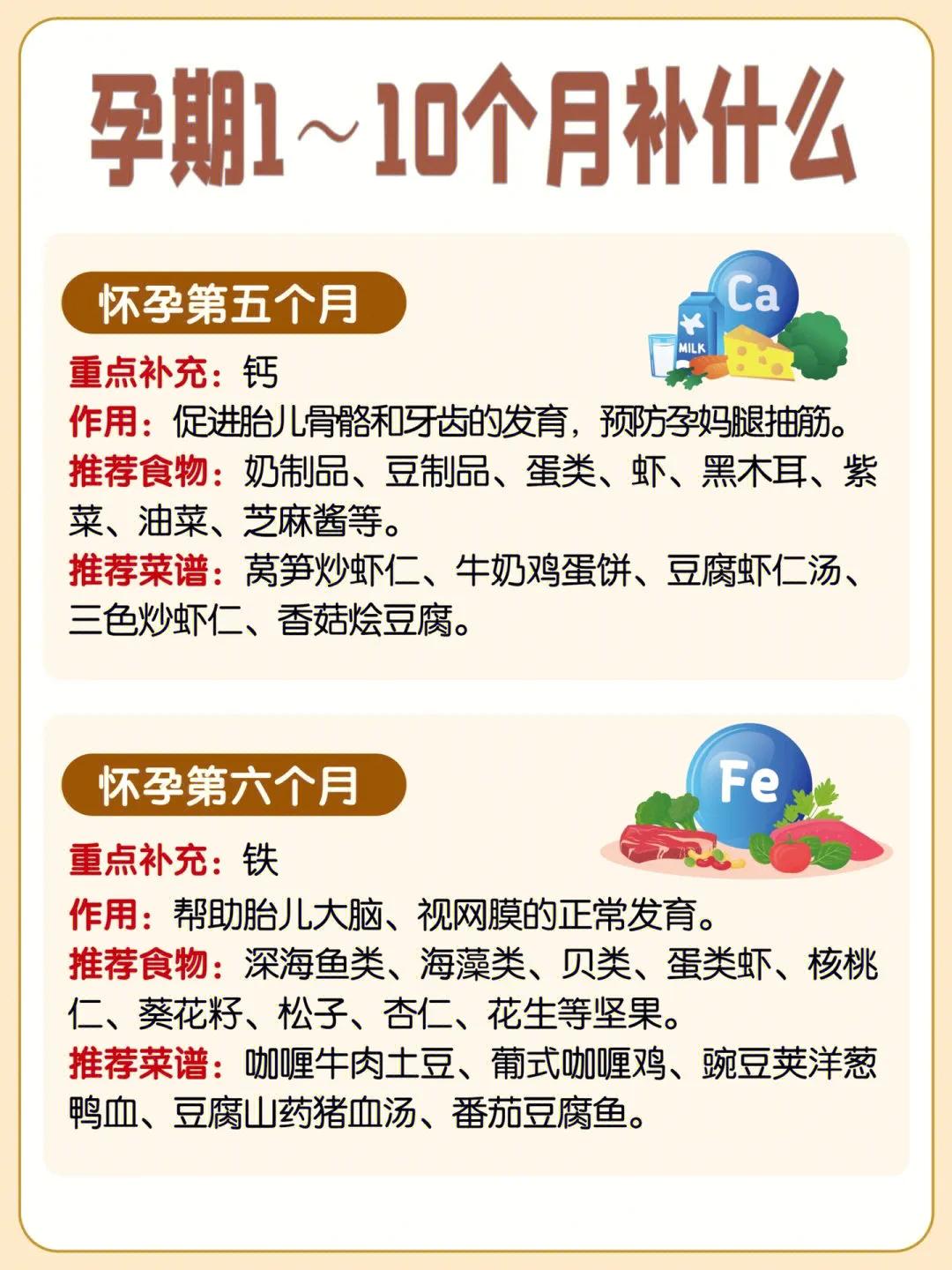 孕期1～10月补什么？哪些食物不能吃？准妈妈们看过来