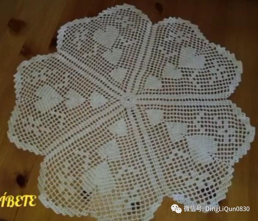 针织钩花小桌布,毛线编织钩花桌布图案