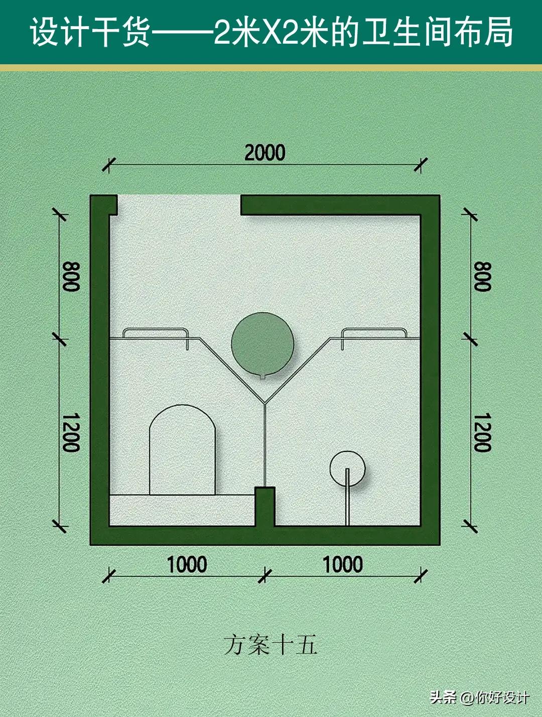 2m*2m卫生间布局图,2x2卫生间布局最佳实物图
