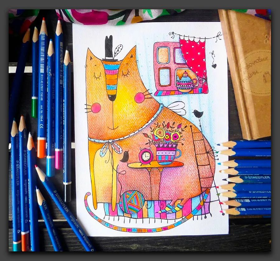 一眼让人惊艳的彩铅画,100幅适合零基础的彩铅画