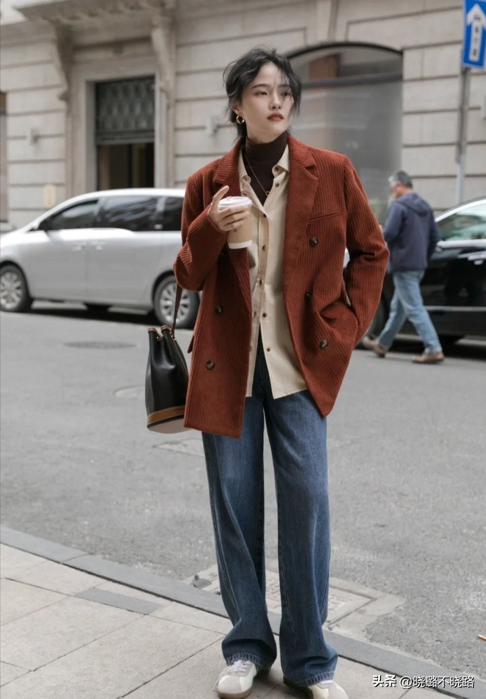烟管裤搭配毛呢西装外套,西装烟管裤穿搭女春秋搭配高级感