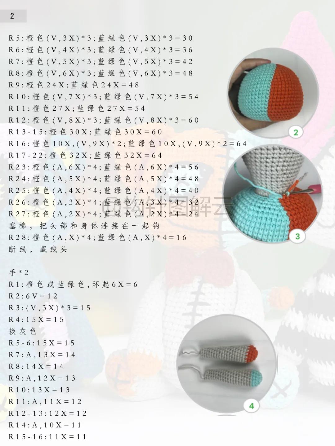 万圣节补丁娃娃3款，补丁熊、猫和兔，全员搞怪萌，附钩针图解