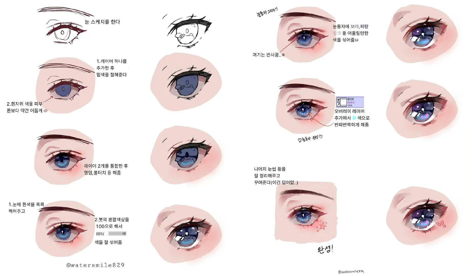 绘画素材|手绘眼睛各种练习素材参考​​​