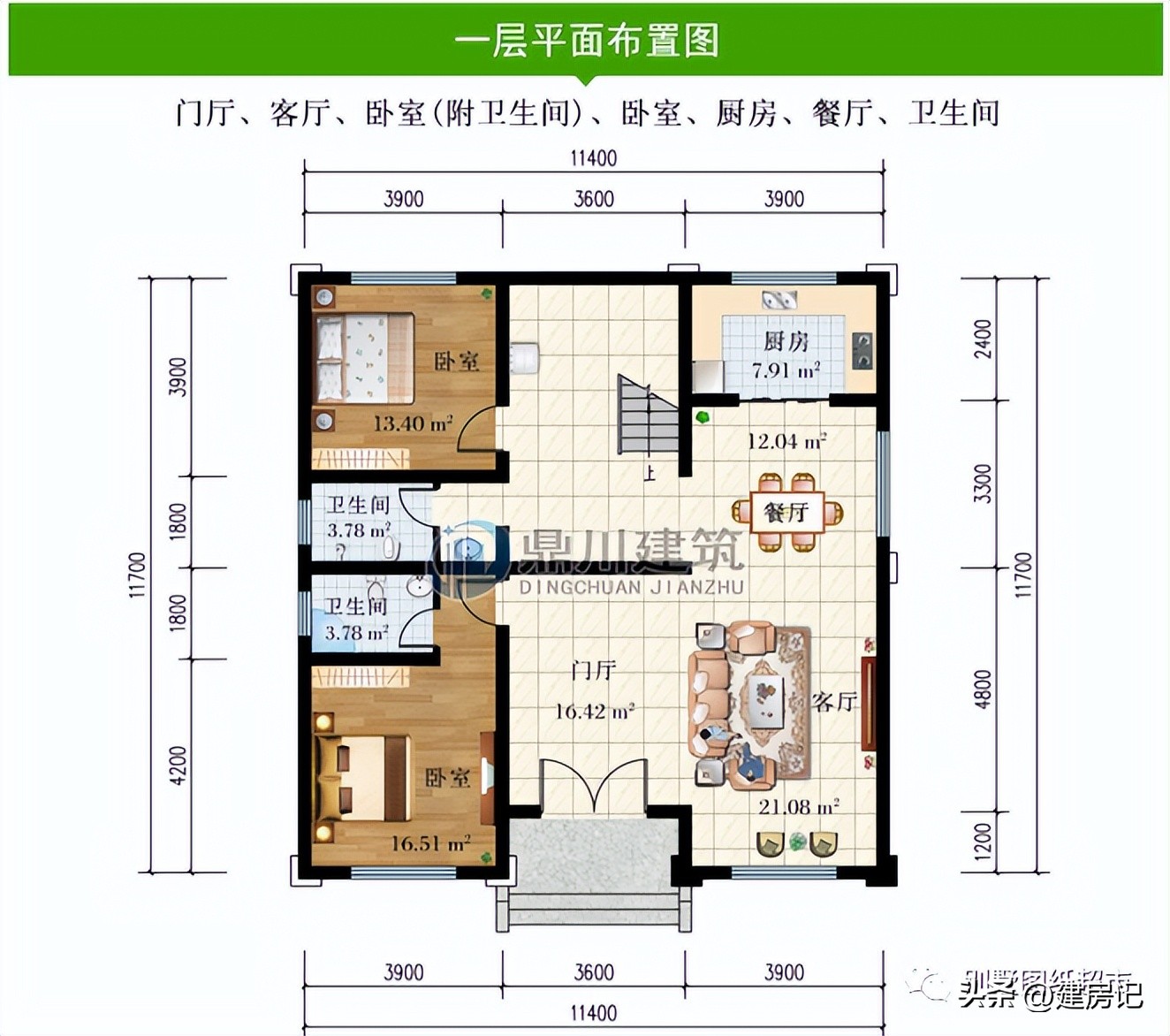 农村二层平屋顶现代风别墅100平方,农村新中式风格二层别墅大全