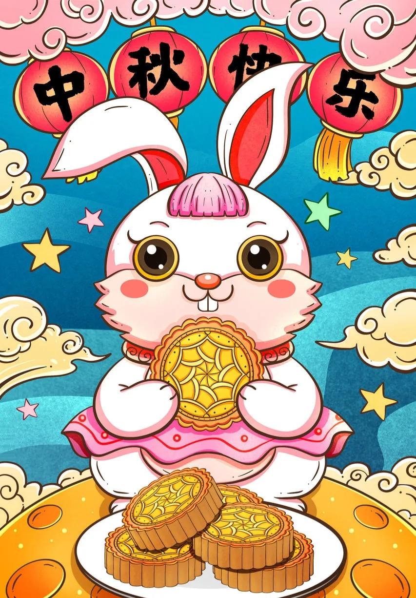 中秋月亮壁纸图片,中秋节吃月饼背景图片