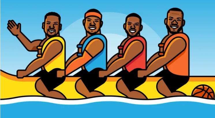 香蕉船兄弟庆祝詹姆斯,全明星詹姆斯库里拥抱照片