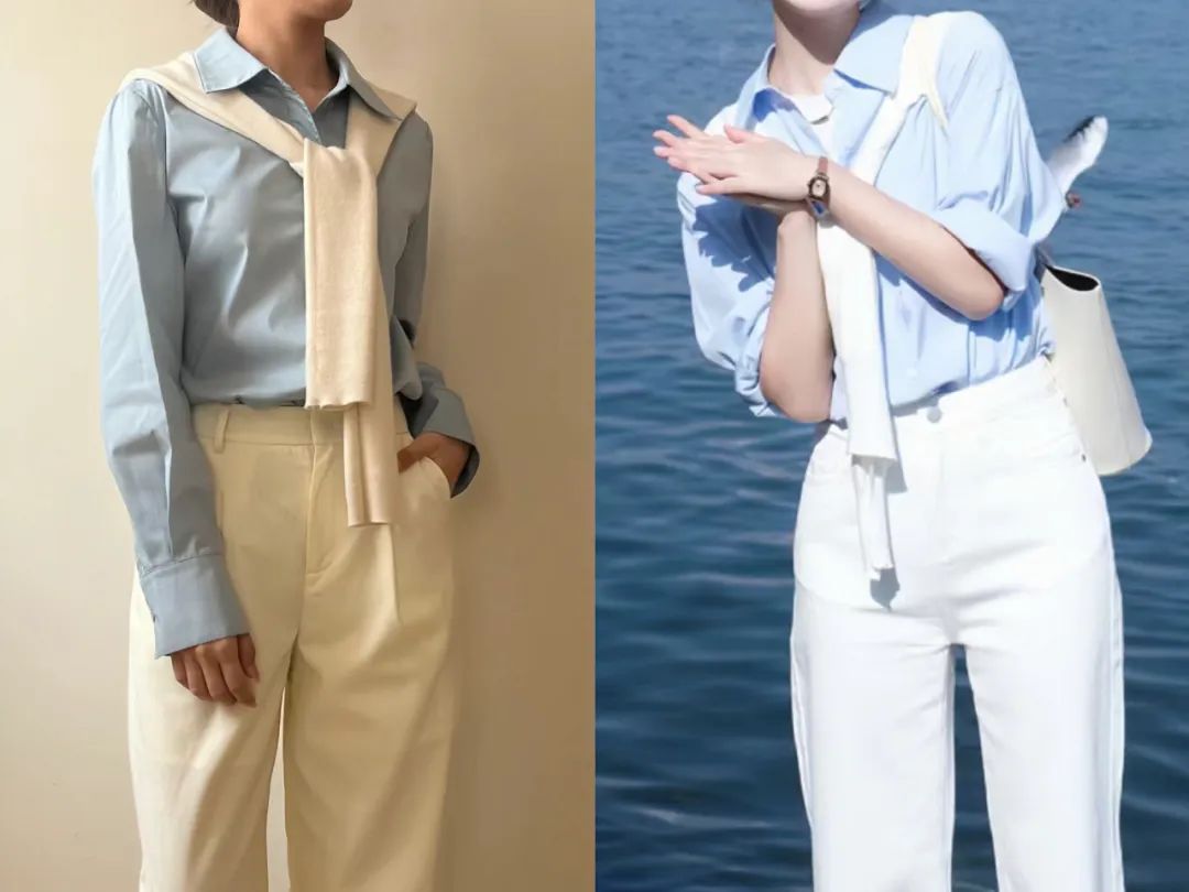 蓝白色系穿搭推荐,蓝白的搭配