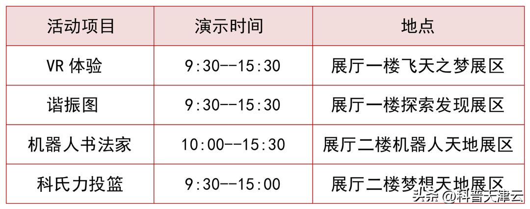 天津科技馆开馆时间表,天津科技馆有活动吗