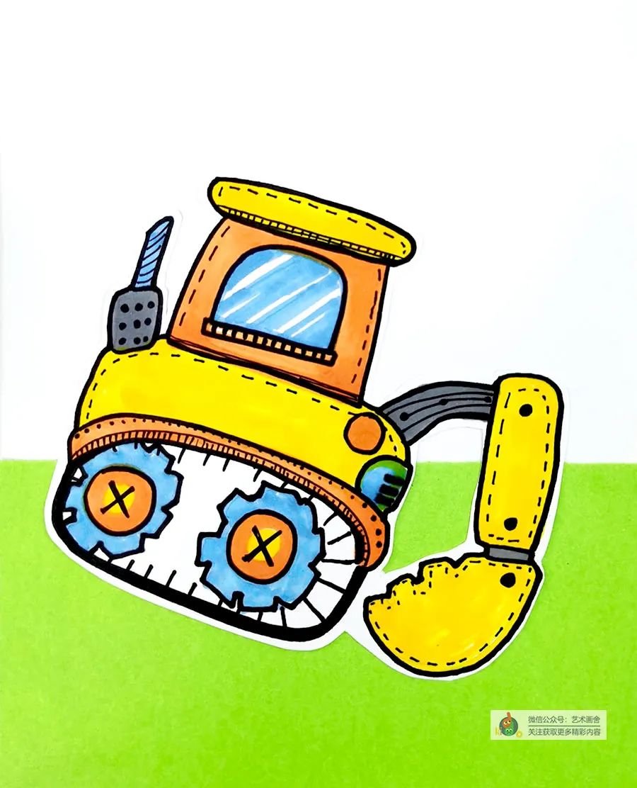 画儿童挖掘机画,怎么画挖掘机儿童画