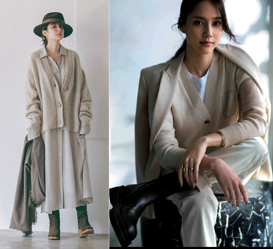 入秋后流行针织衫裙子温柔又美好,姜黄色高领针织衫入秋版