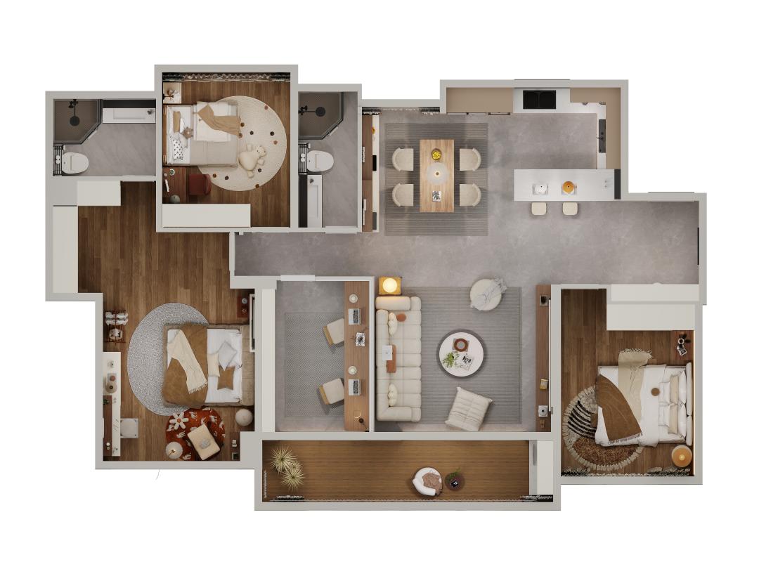 法式原木奶油风书房,奶油原木风格治愈系100平