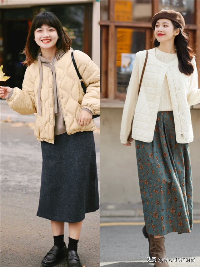 讲真，冬天还是穿“羽绒服”最舒适好看，配裙子裤子都够潮够有范