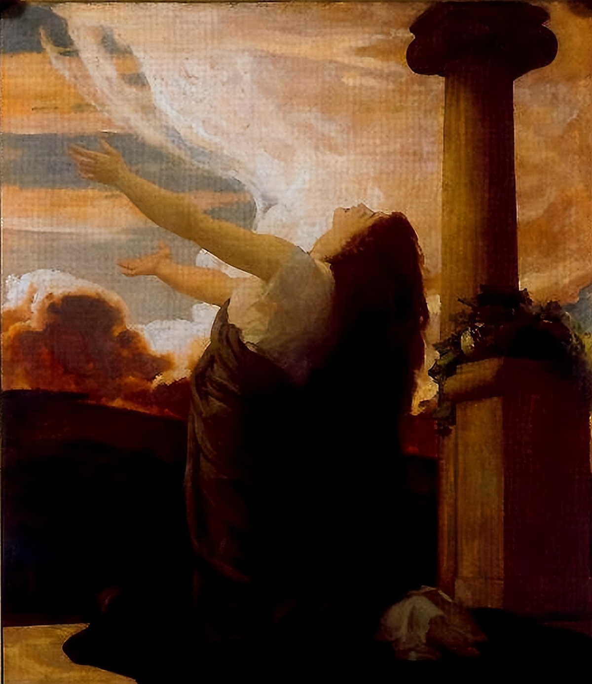 他以惯有的似有似无的半裸体画风表现古典女性人物美貌与风采