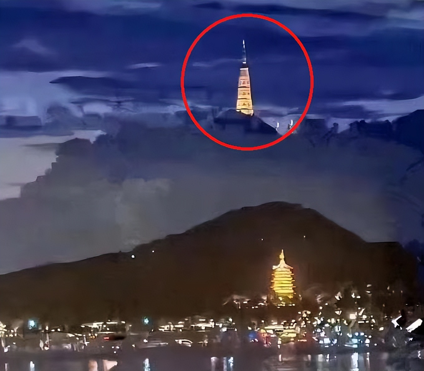 杭州西湖古塔全景,杭州西湖倒影雷峰塔