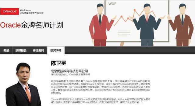 Oracle名师，优技教育陈卫星老师获奖