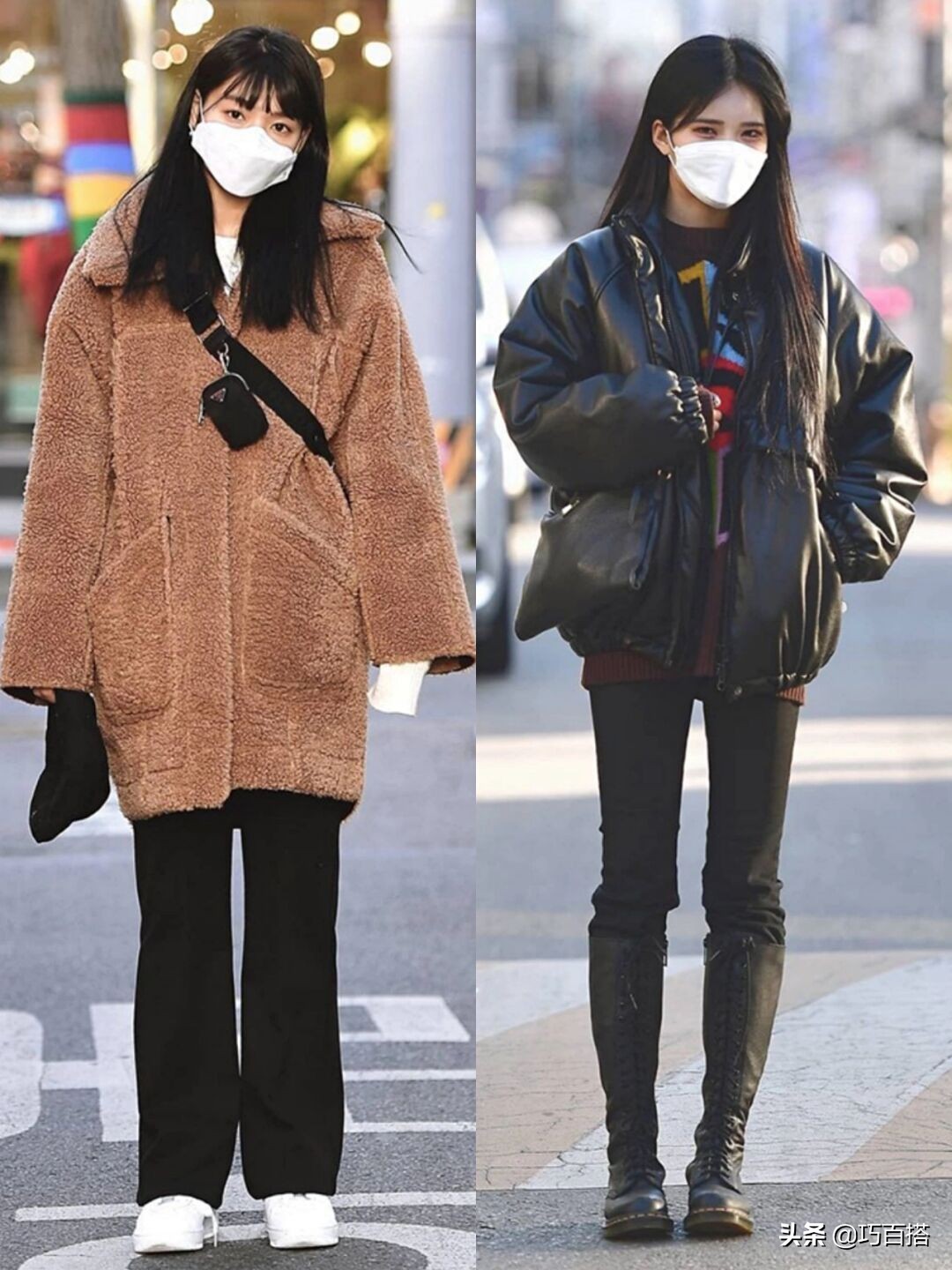 韩国女生街头风穿搭,韩系潮流穿搭女学生