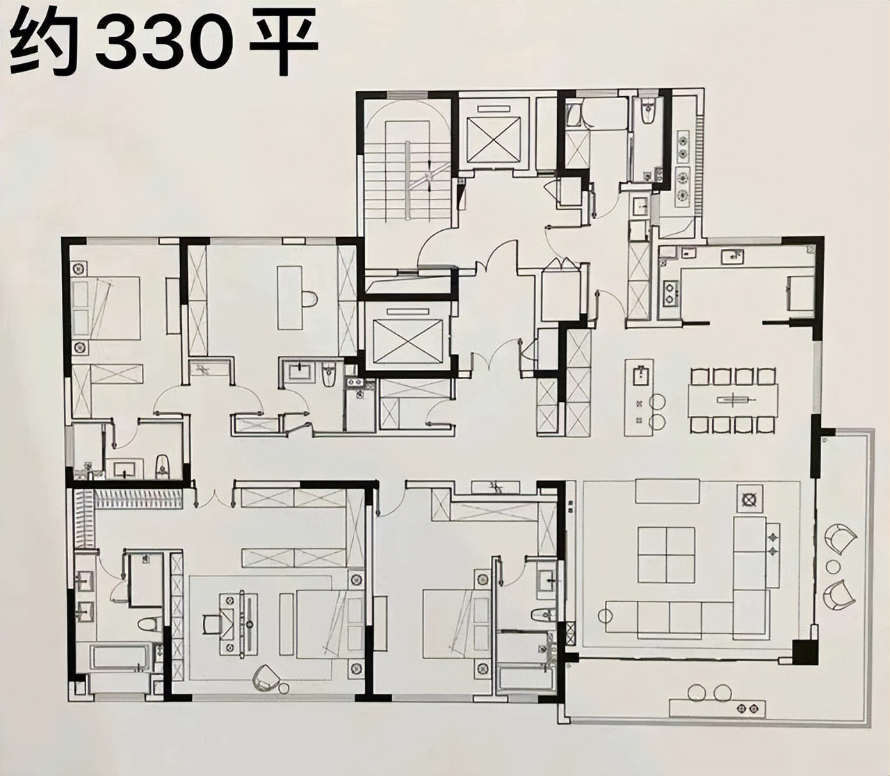 经典户型主卧带卫生间装修,三个卧室都带卫生间的户型设计