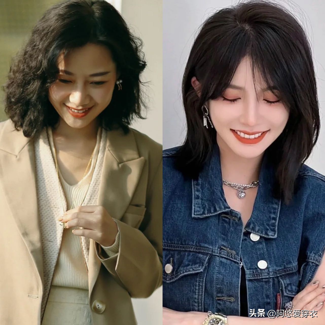 大圆脸锁骨发发型女2020流行发型,2021最洋气锁骨烫齐肩发微卷圆脸