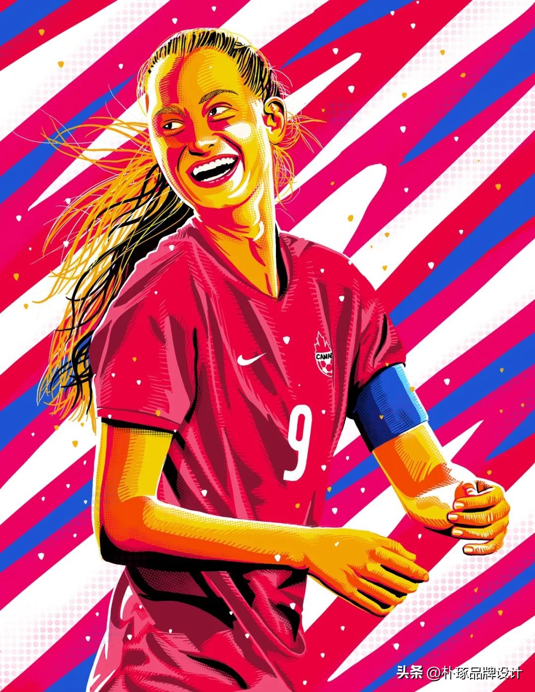 足球插画人物图片,足球运动员海报手绘简单一点