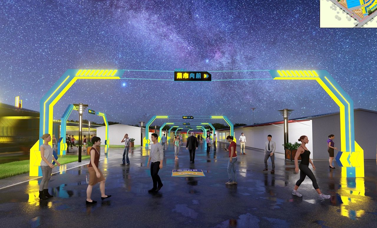 夜市商业街亮化工程案例,夜市灯光亮化布置用到什么装置