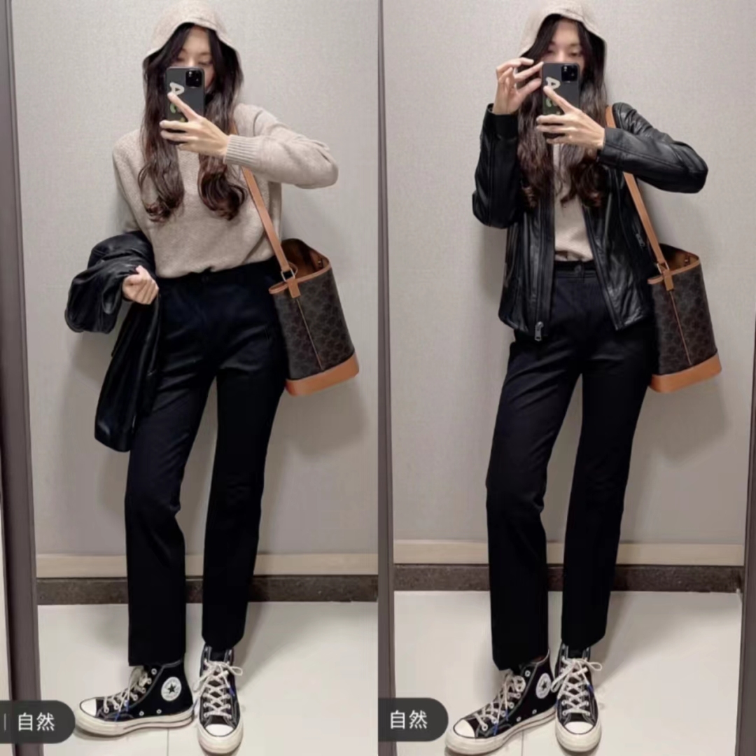 秋冬黑色宽松皮衣两件套,40-50岁洋气皮衣套装