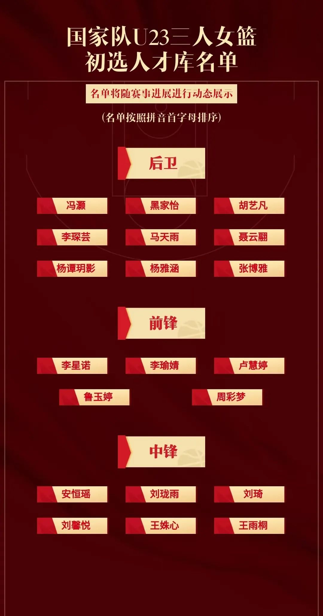 篮球人才库50人名单,篮球国家队人才库