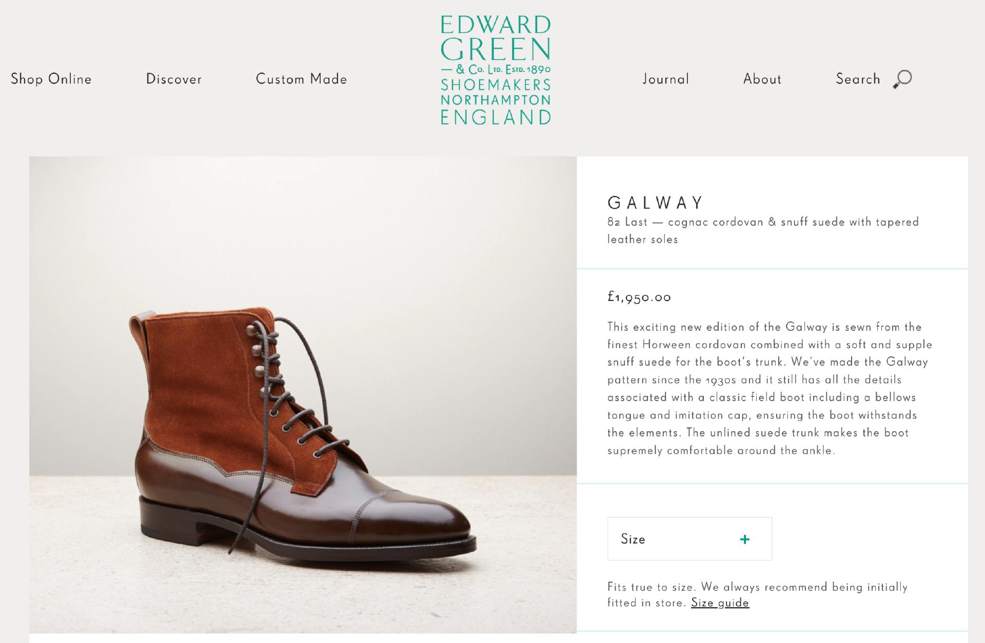 成功集邮EdwardGreen咔叽村靴：蜡翻毛Galway