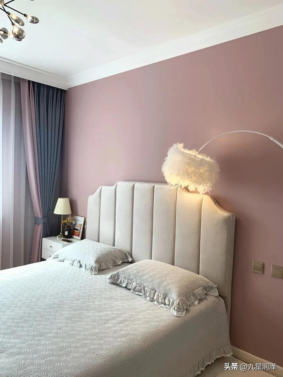 集成墙板床头背景墙装修效果图,床头乳胶漆背景墙装修效果图