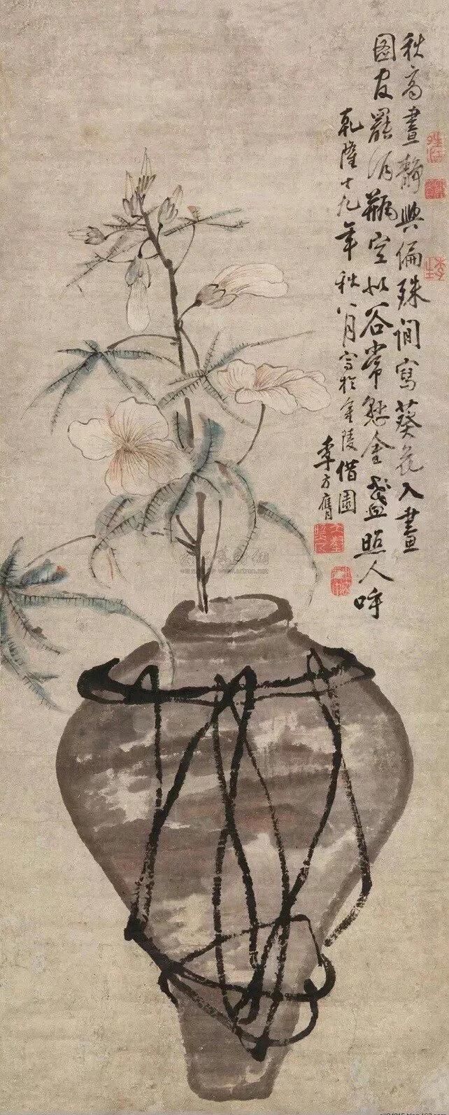 李方膺的国画墨梅图,李方膺画风竹作品
