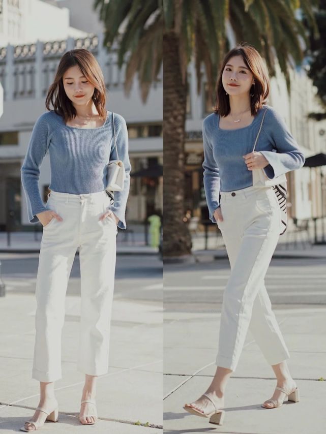 小白裤这样穿才不low还倍显高级感,好看的休闲百搭的小白裤