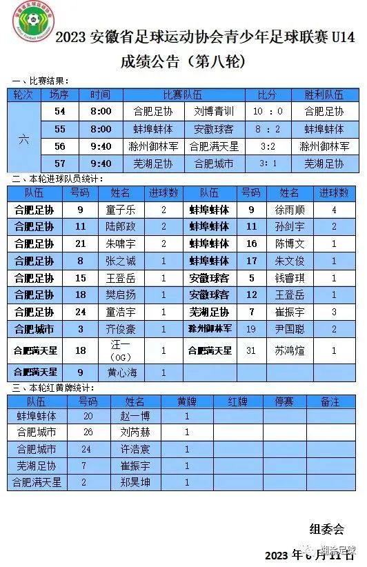 安徽省足球u16青超联赛成绩,2024年安徽省青超联赛男子u10组
