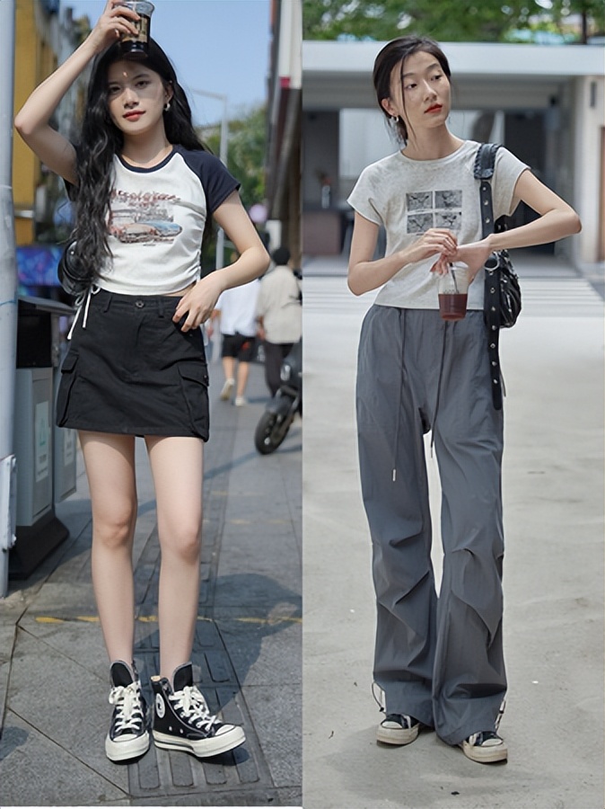 今夏最新款女生t恤宽松版,今年流行小个子t恤搭配一整套女